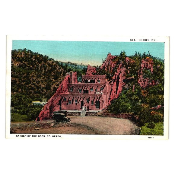 Vintage Postcard The Hidden Inn Garden Of The Gods Colorado C.T. American Art - Picture 1 of 2
